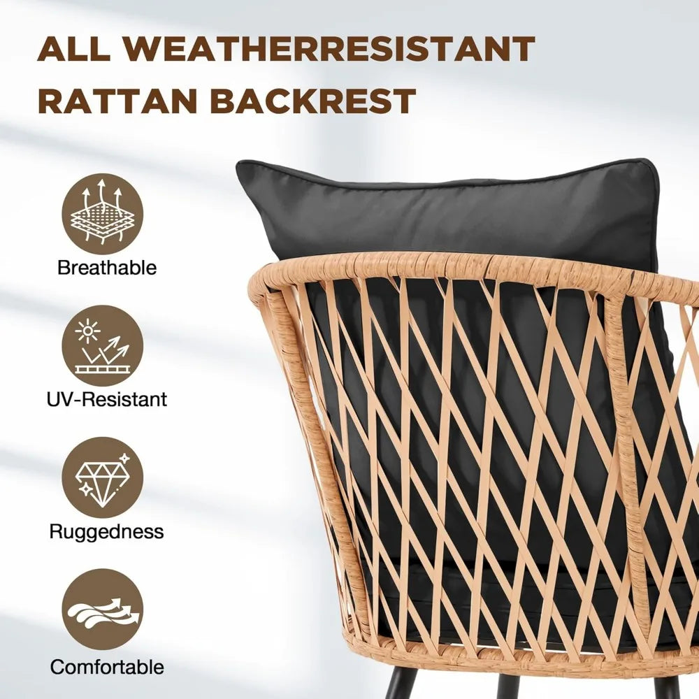7 Piece All Weather Rattan Outdoor Dining Set Cushions