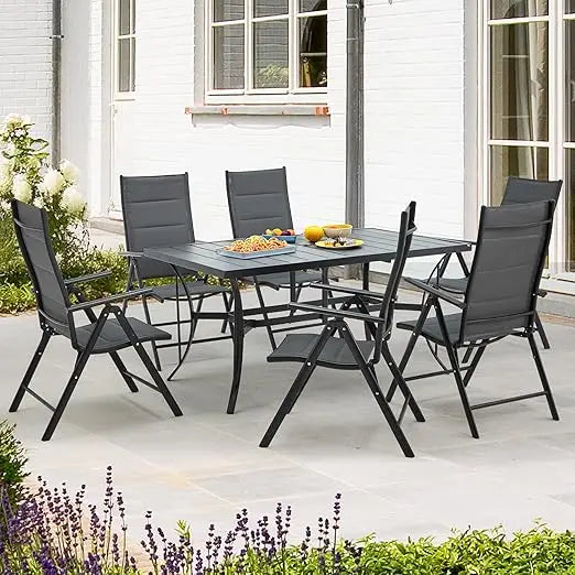 7 Piece All Weather Rattan Outdoor Dining Set Cushions