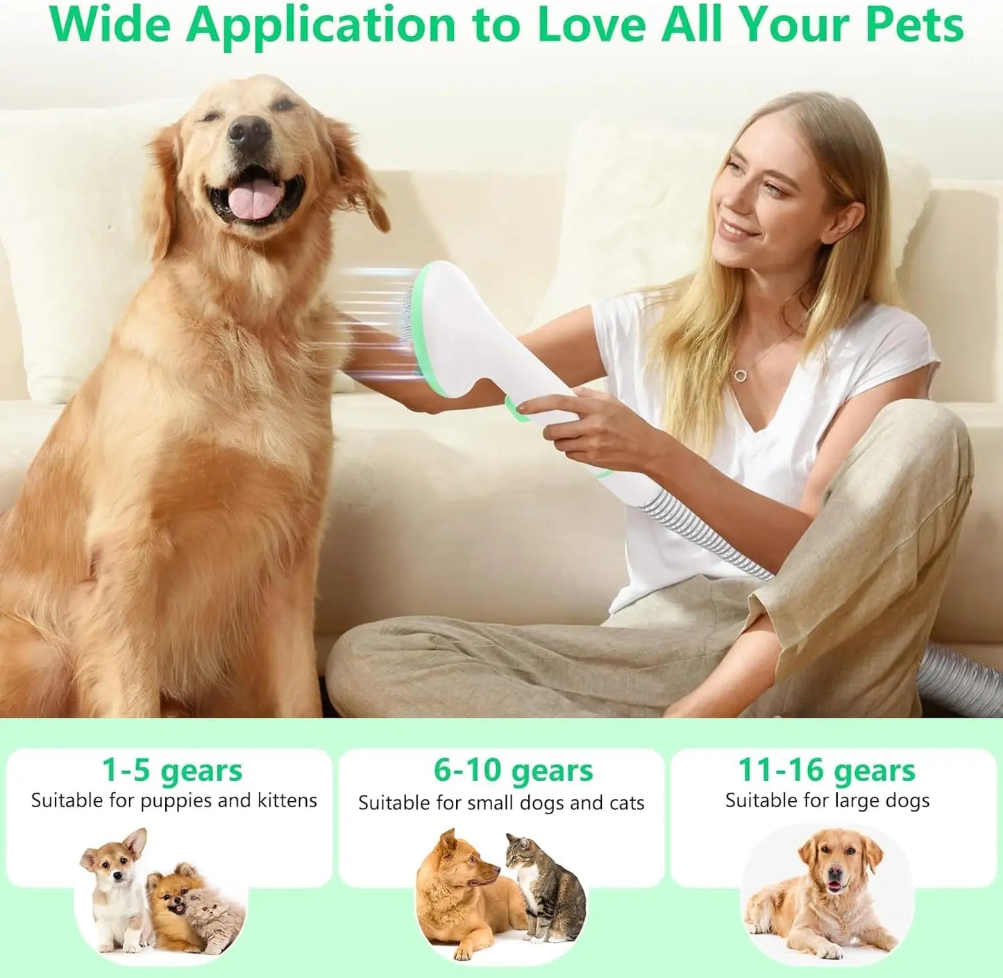 HiMISSH 5 In 1 Pet Vacuum Grooming Kit Self Cleaning