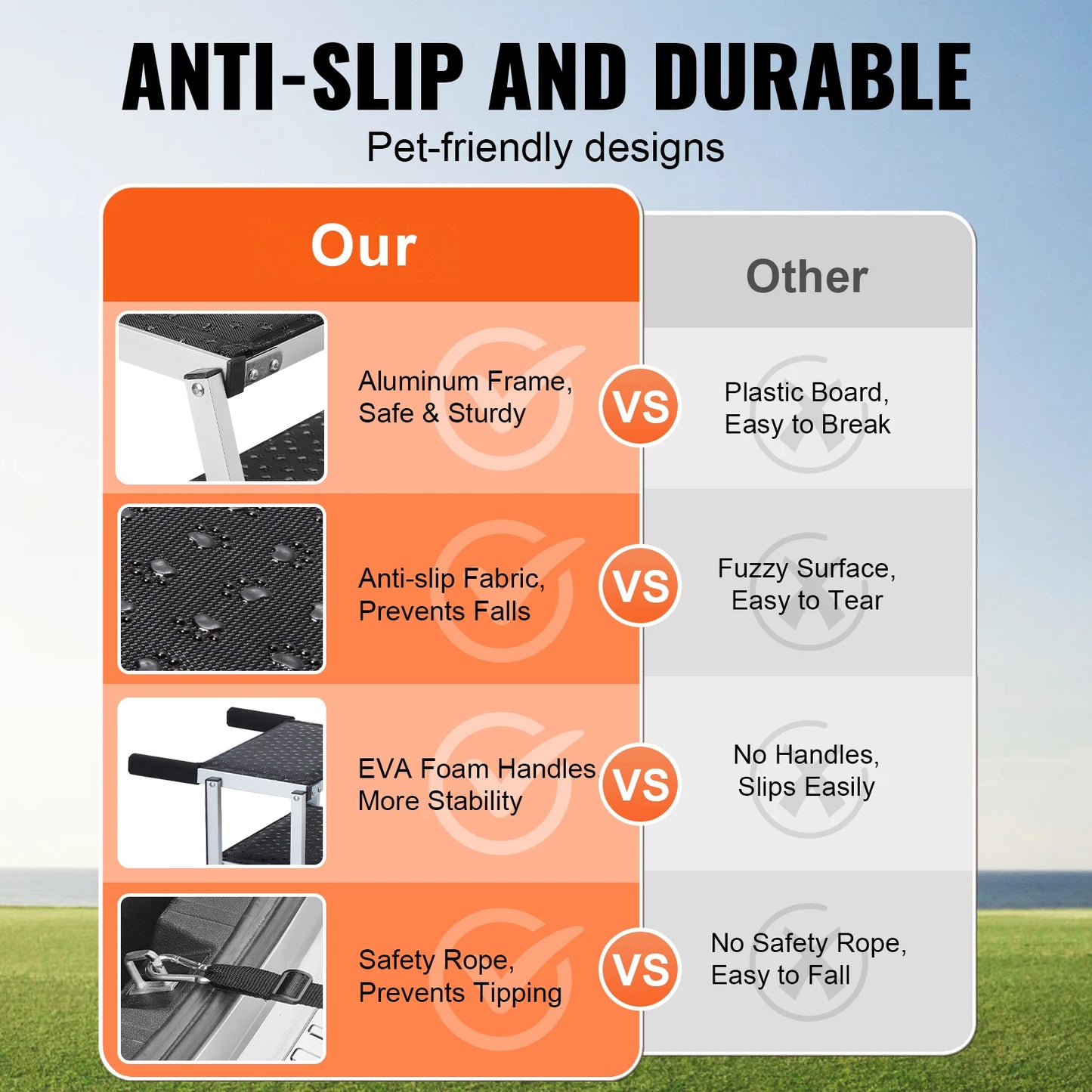 SucceBuy Folding Portable Aluminum Dog Car Steps Wide