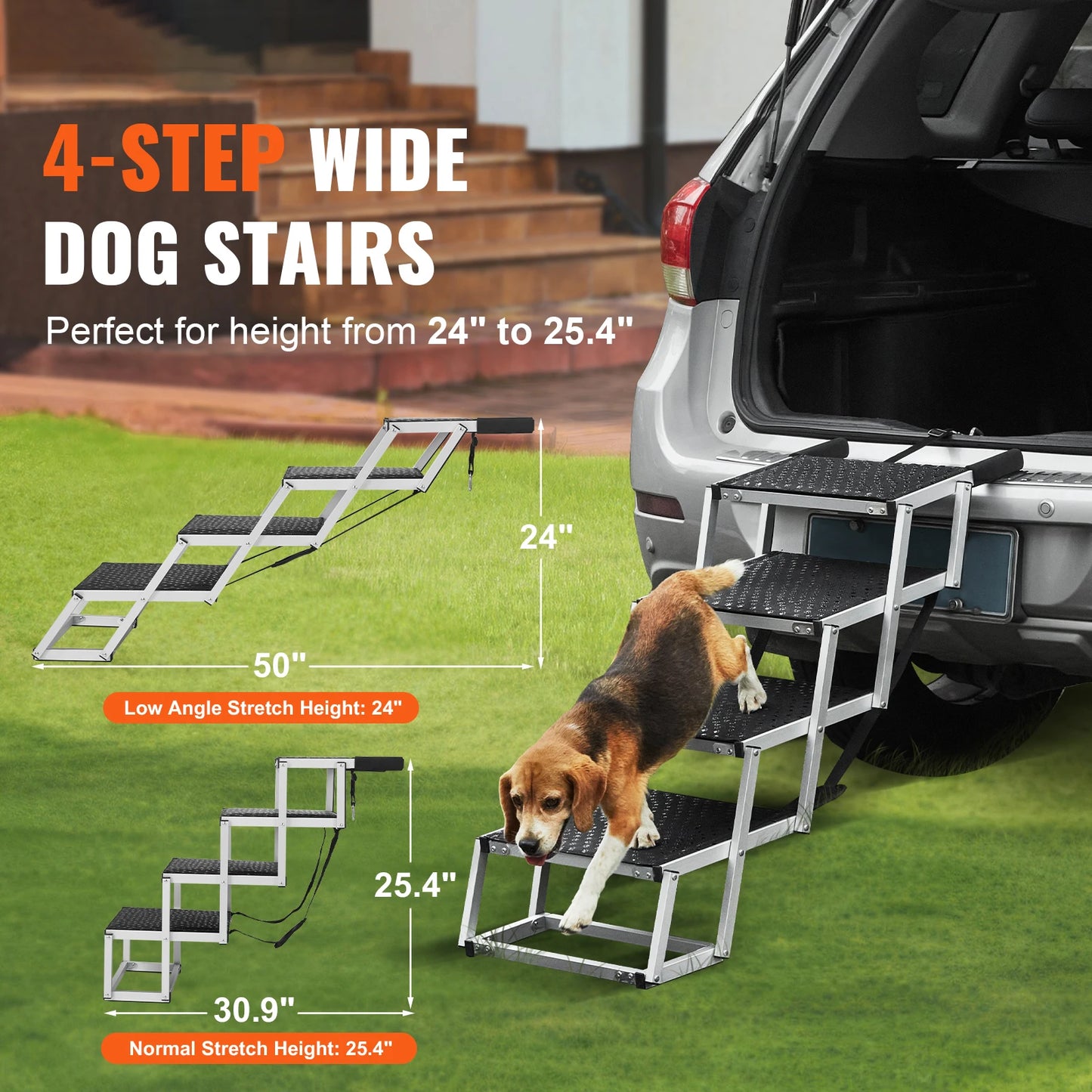 SucceBuy Folding Portable Aluminum Dog Car Steps Wide