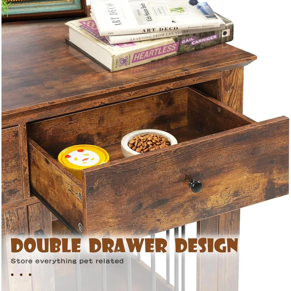 Huanzhuang Wooden Dog Crate Furniture with Storage Drawers