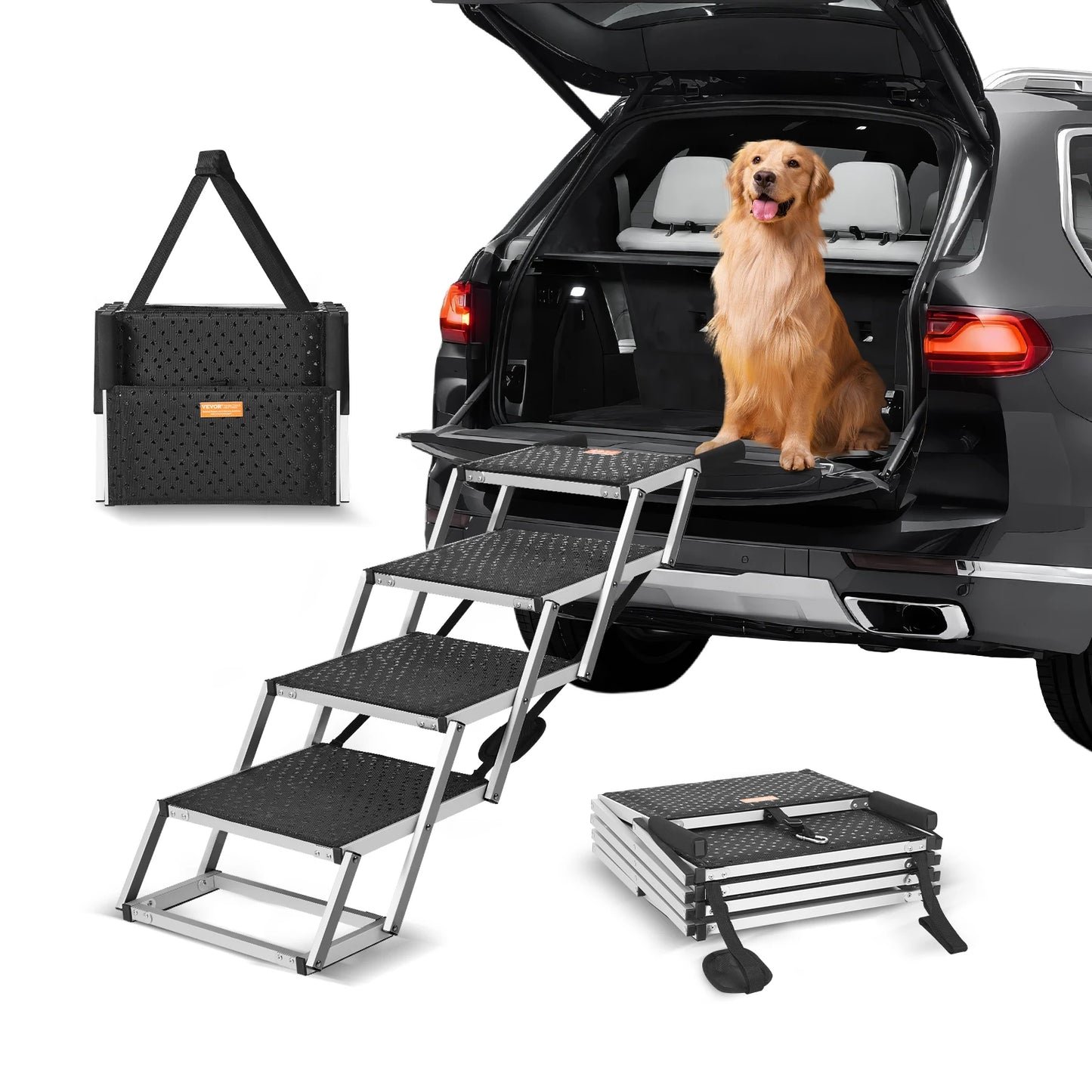 SucceBuy Folding Portable Aluminum Dog Car Steps Wide
